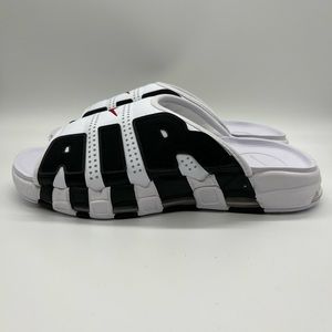 Nike Air more uptempo slides white black red men’s